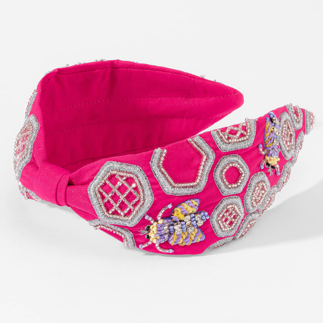 Honeycomb Embroidered Knotted Headband