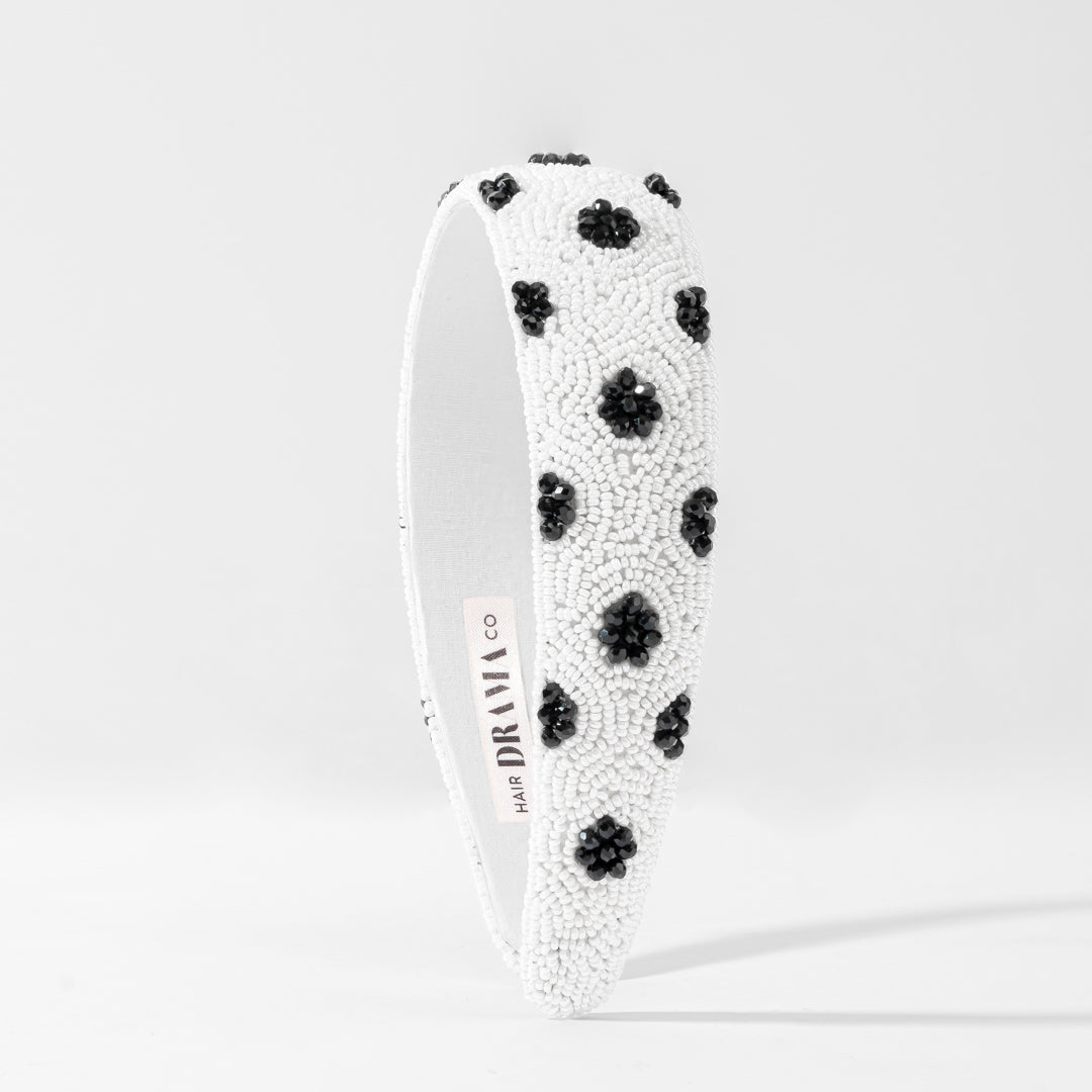 Polka Dots Puff Hairband - Black & White