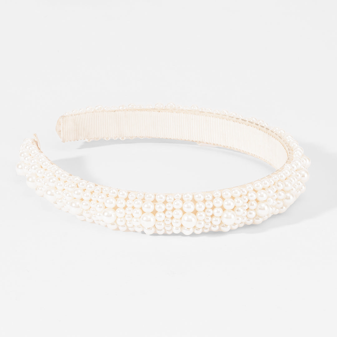 White Pearl Broad Hair Band