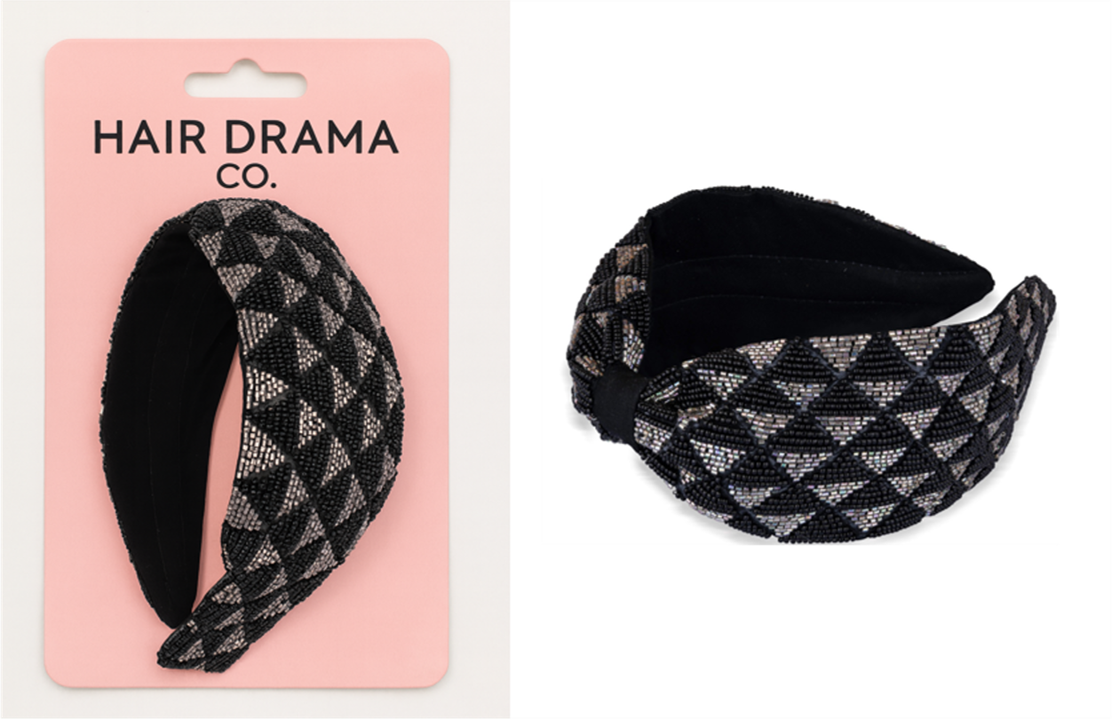 Selene Knotted Hair Band - Black & Silver