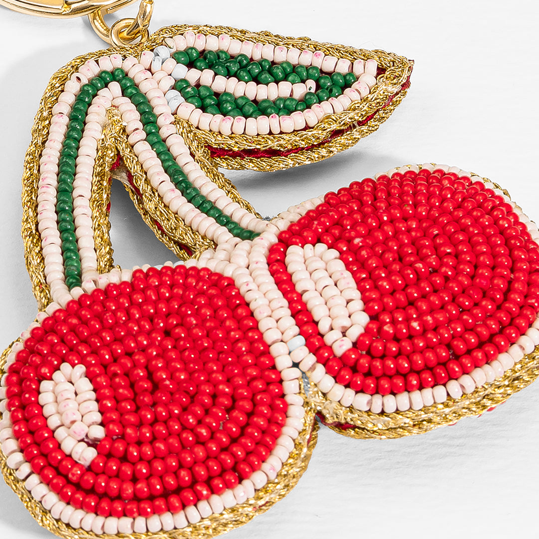 Embellished Cherry Bag Charm - Red