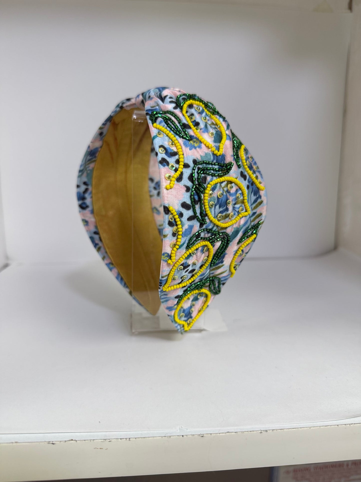 Limoncello Embellished Knotted Headband - Blue