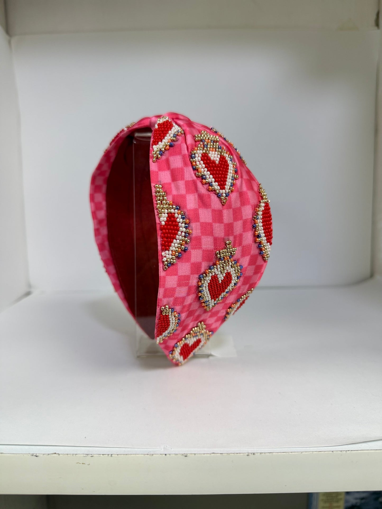 Sweetheart Embellished Knotted Headband - Candy Pink