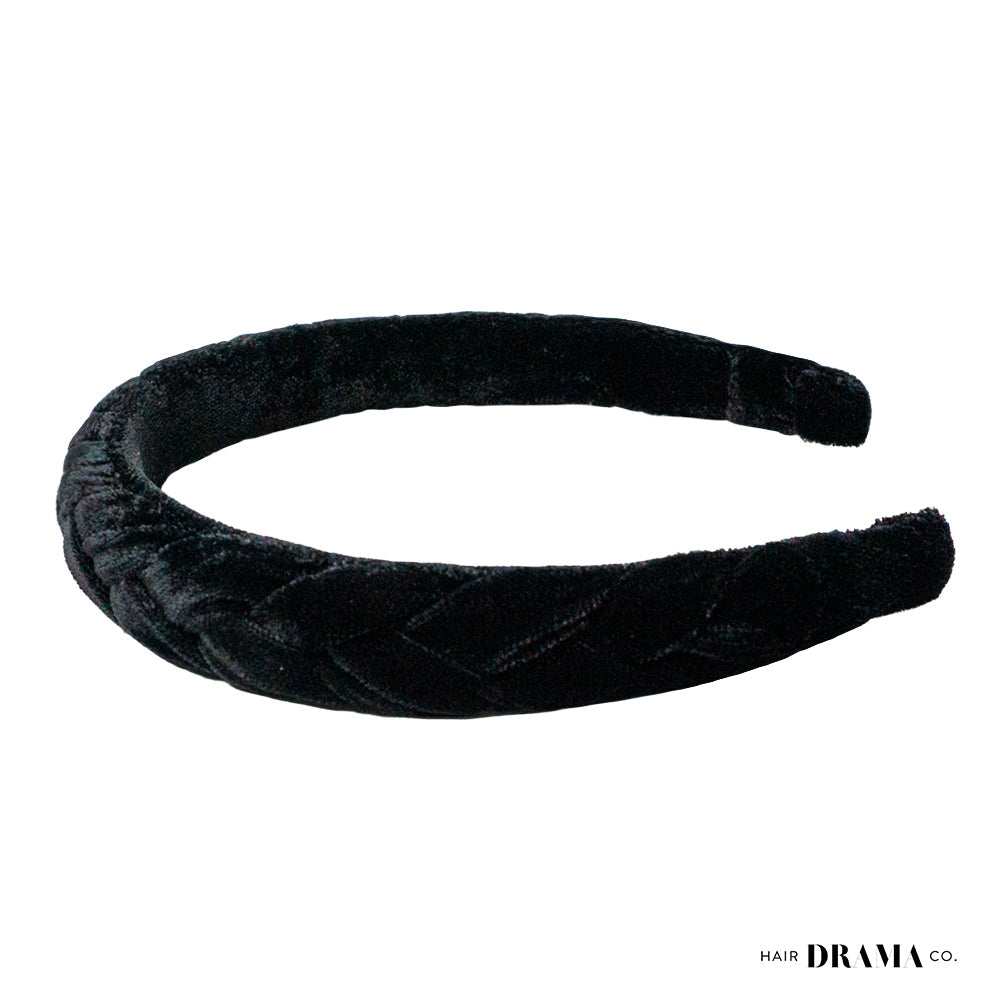 Selene Velvet Puff Hair Band - Black & Silver