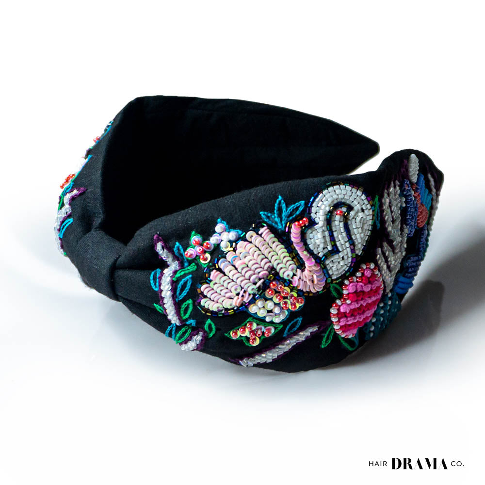 Swan Knotted Headband - Black