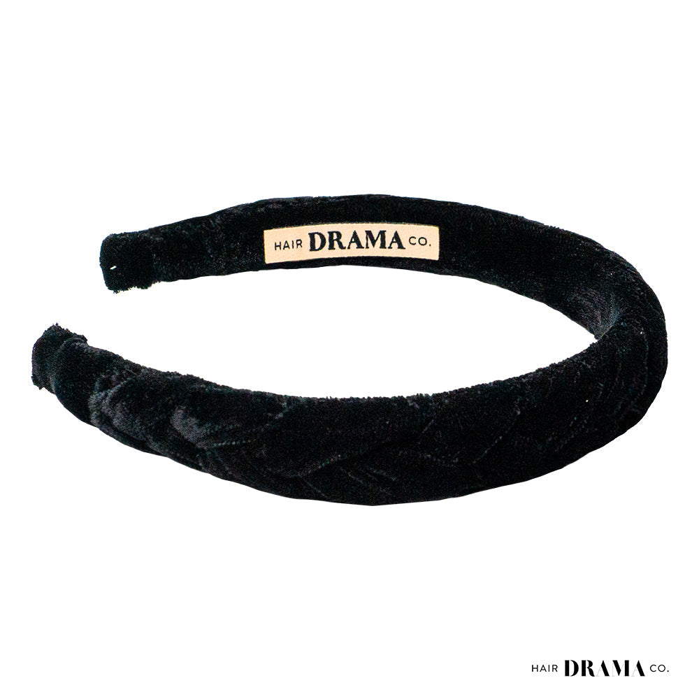 Selene Velvet Puff Hair Band - Black & Silver