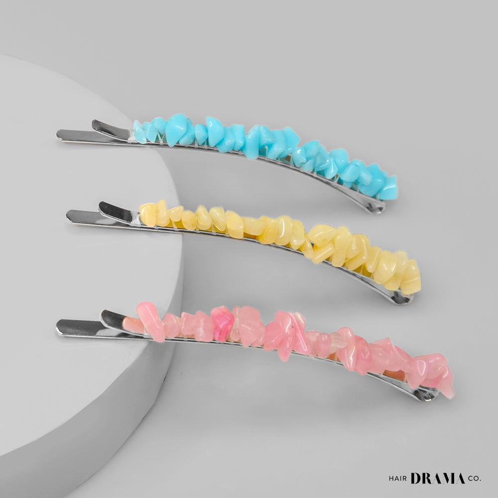 Marble Hair Pins - Set of 3 - Pastel