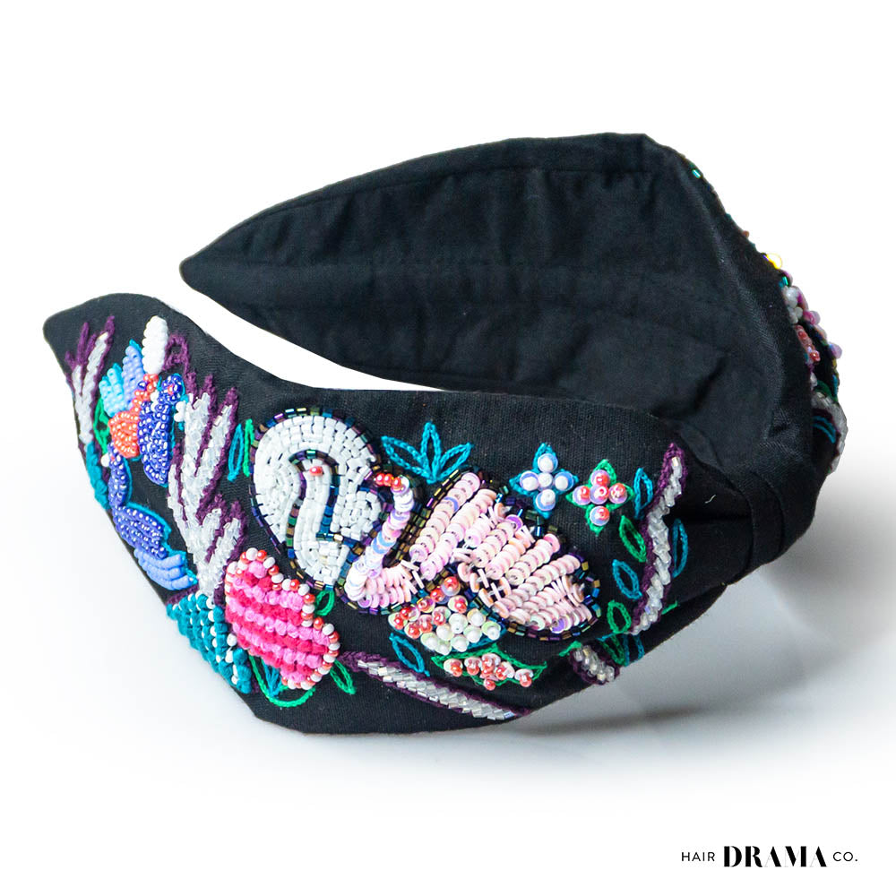Swan Knotted Headband - Black