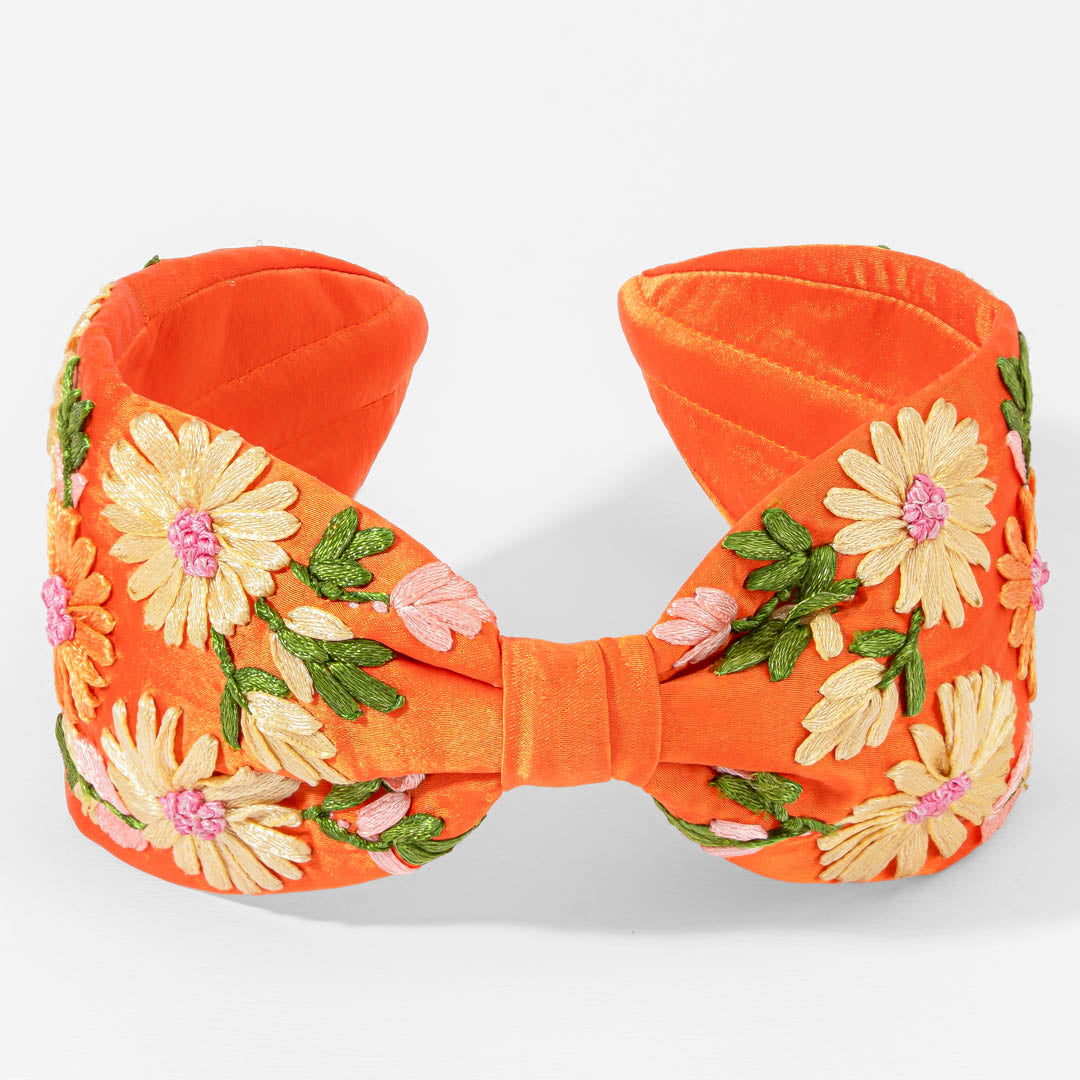 Flora Knotted Headband - Orange