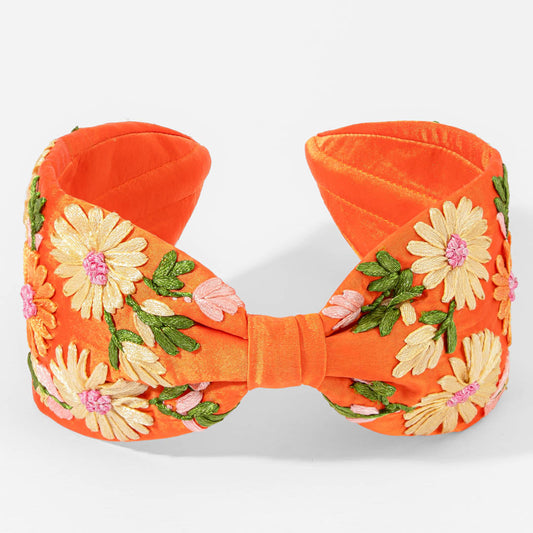 Flora Knotted Headband - Orange