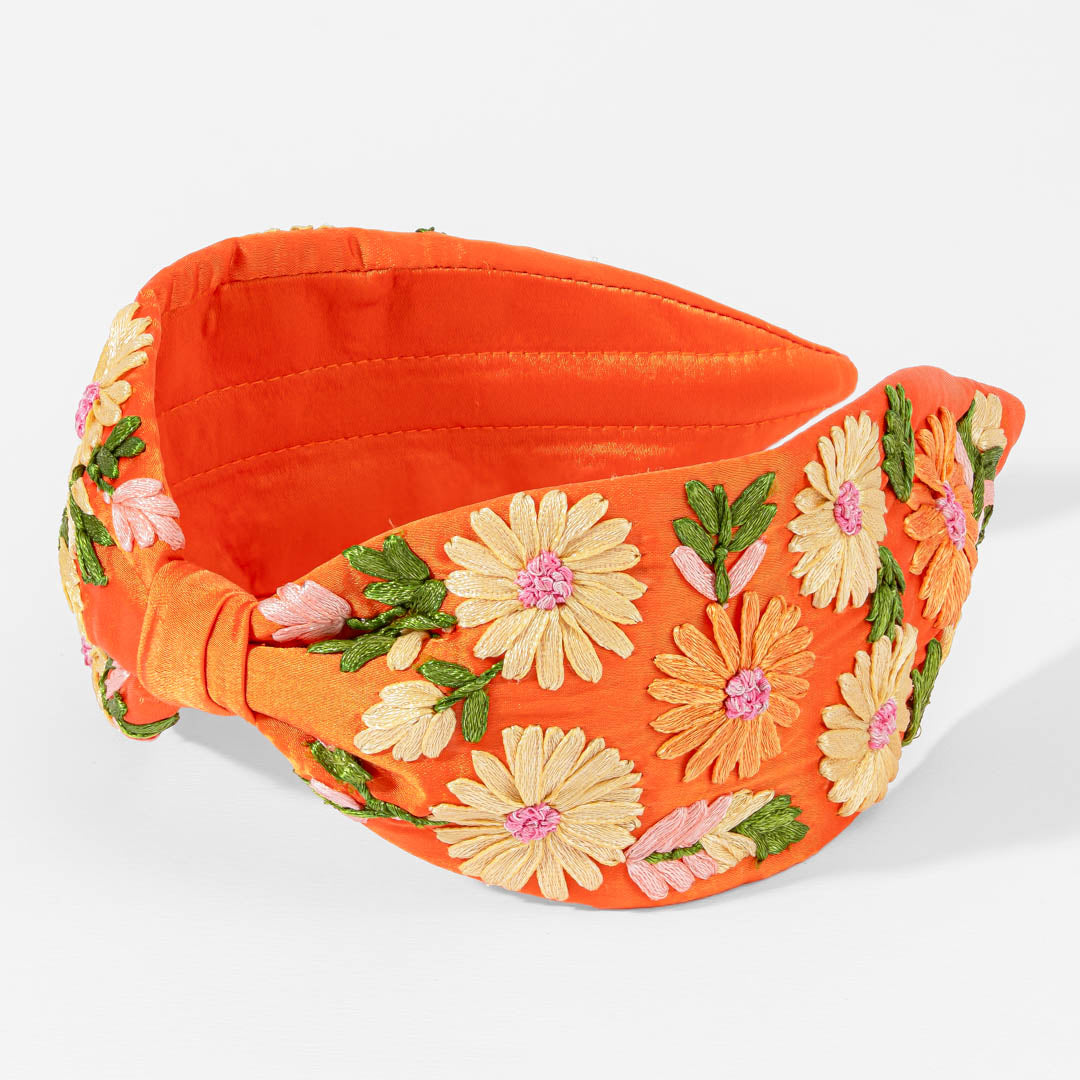 Flora Knotted Headband - Orange