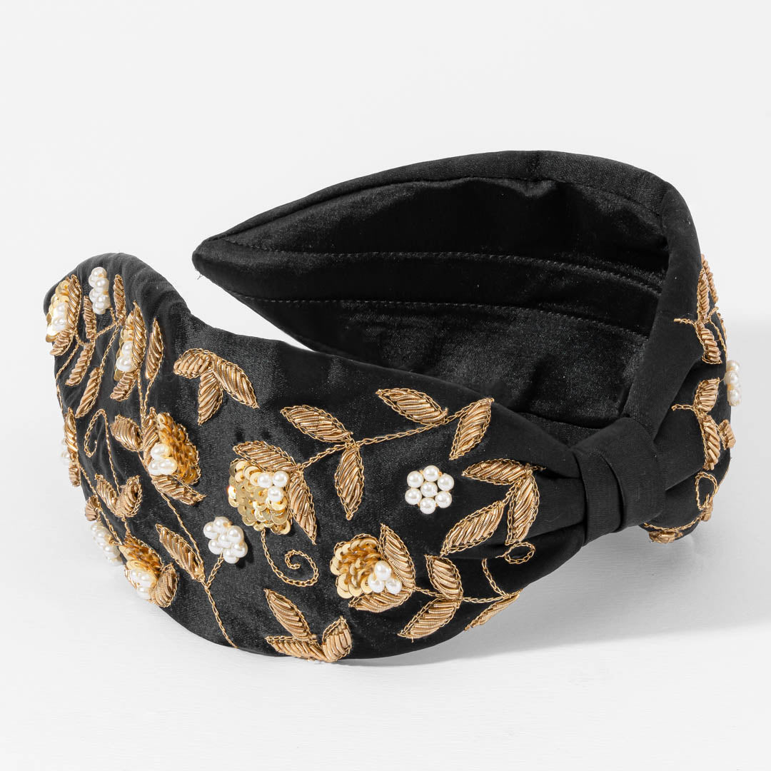 Midnight Bloom Embellished Headband