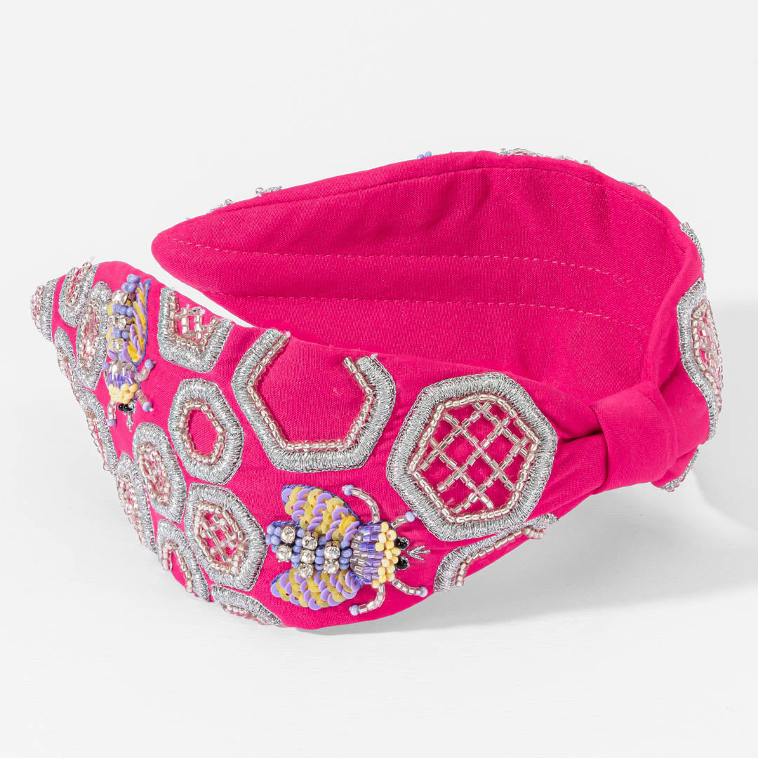Honeycomb Embroidered Knotted Headband