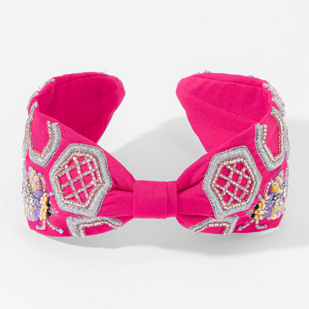 Honeycomb Embroidered Knotted Headband