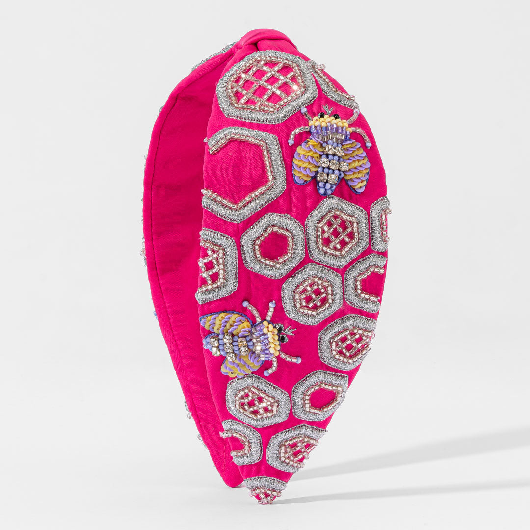 Honeycomb Embroidered Knotted Headband