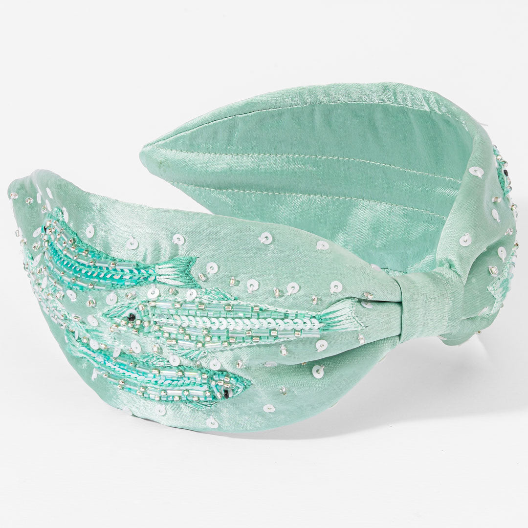 Fish Embroidered Knotted Headband
