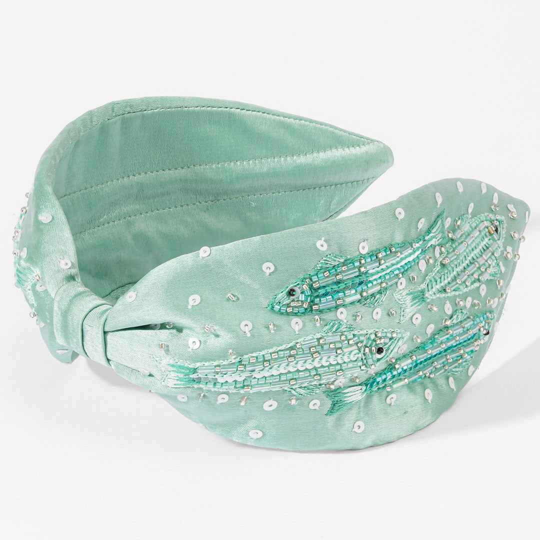 Fish Embroidered Knotted Headband