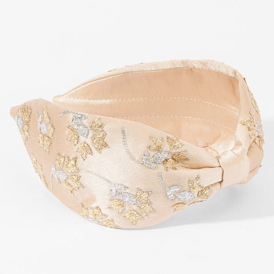 Blush Embroidered Knotted Headband