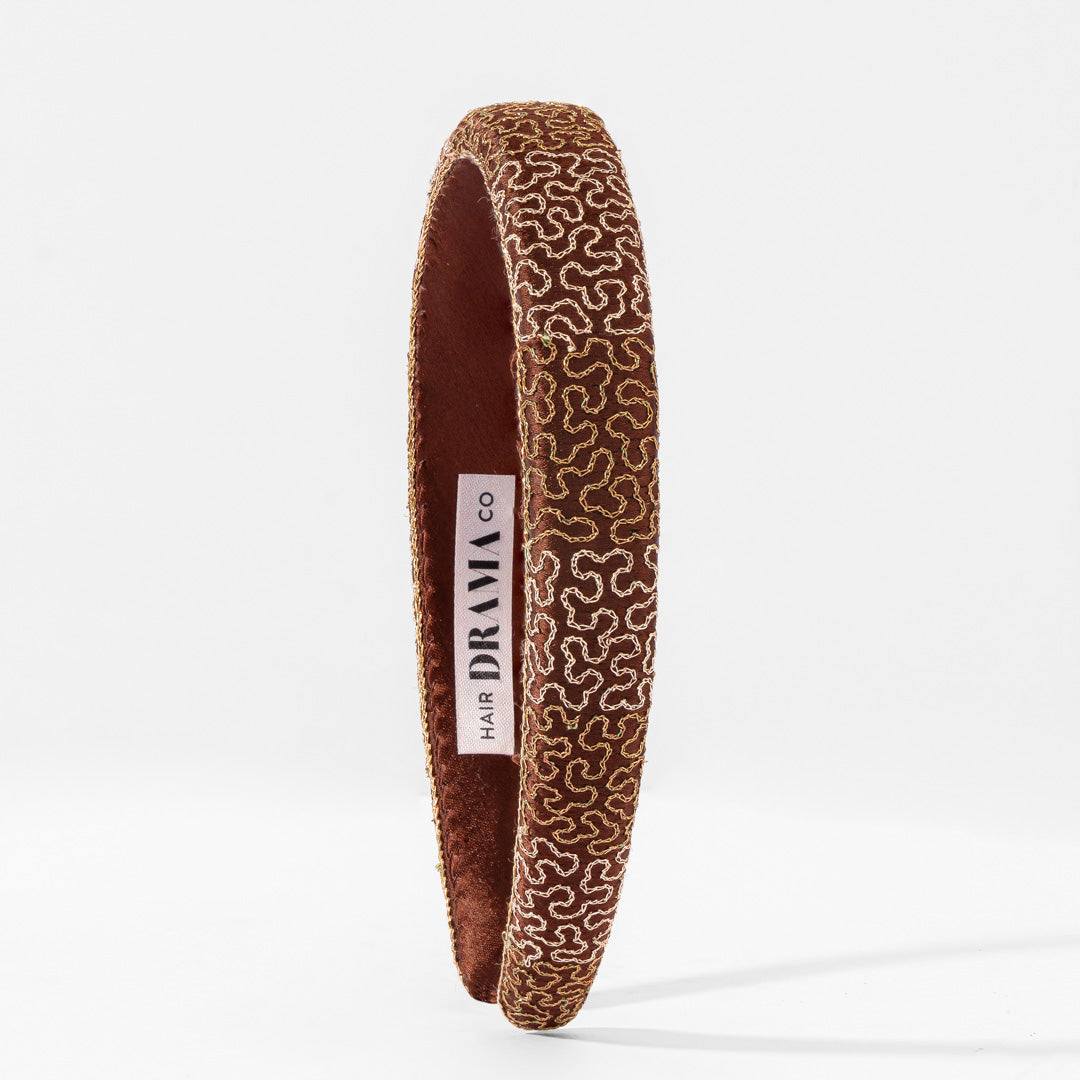 Embroidered Velvet Puff Hairband