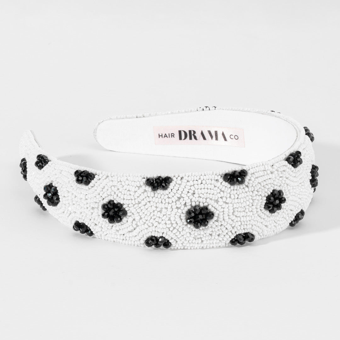 Polka Dots Puff Hairband - Black & White