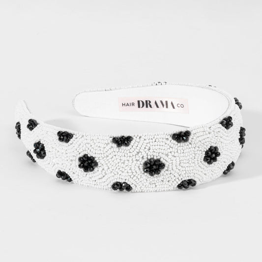 Polka Dots Puff Hairband - Black & White