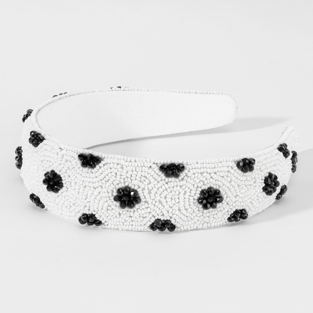 Polka Dots Puff Hairband - Black & White
