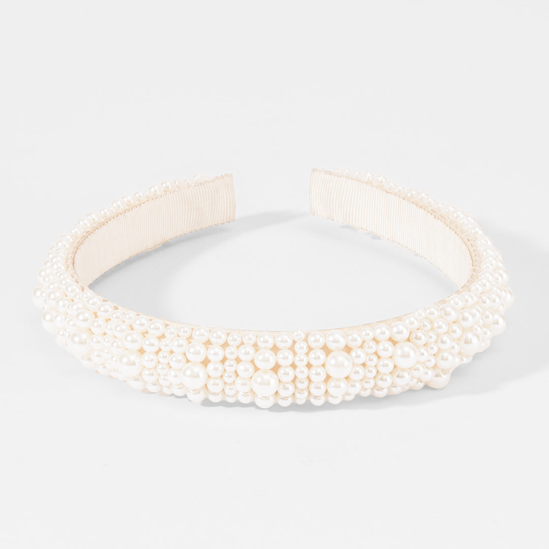 White Pearl Broad Hair Band