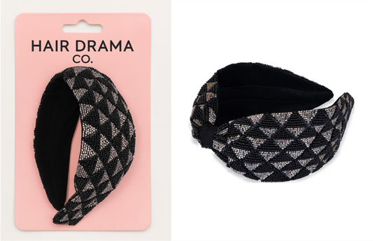 Selene Knotted Hair Band - Black & Silver