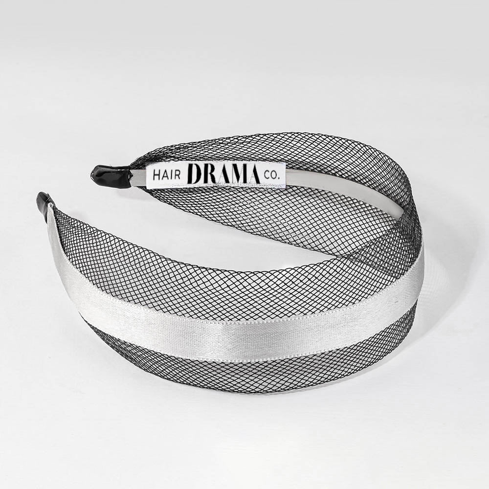 HDC x Emily in Paris Black Mesh Hair Band with Silver Ribbon