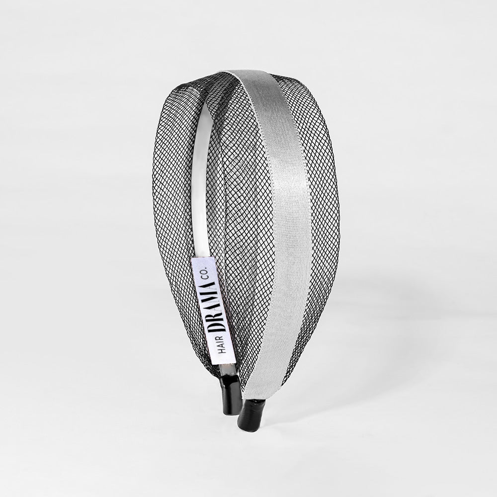 HDC x Emily in Paris Black Mesh Hair Band with Silver Ribbon