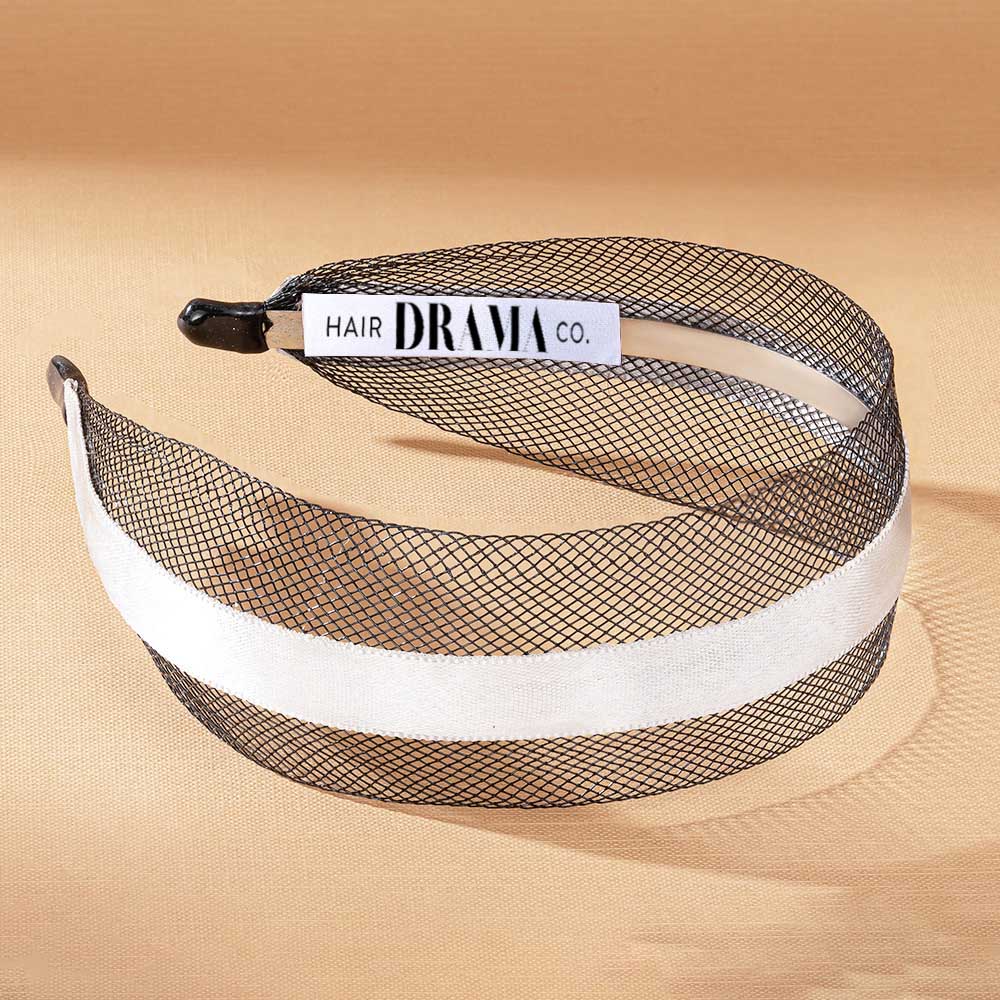 HDC x Emily in Paris Black Mesh Hair Band with Silver Ribbon