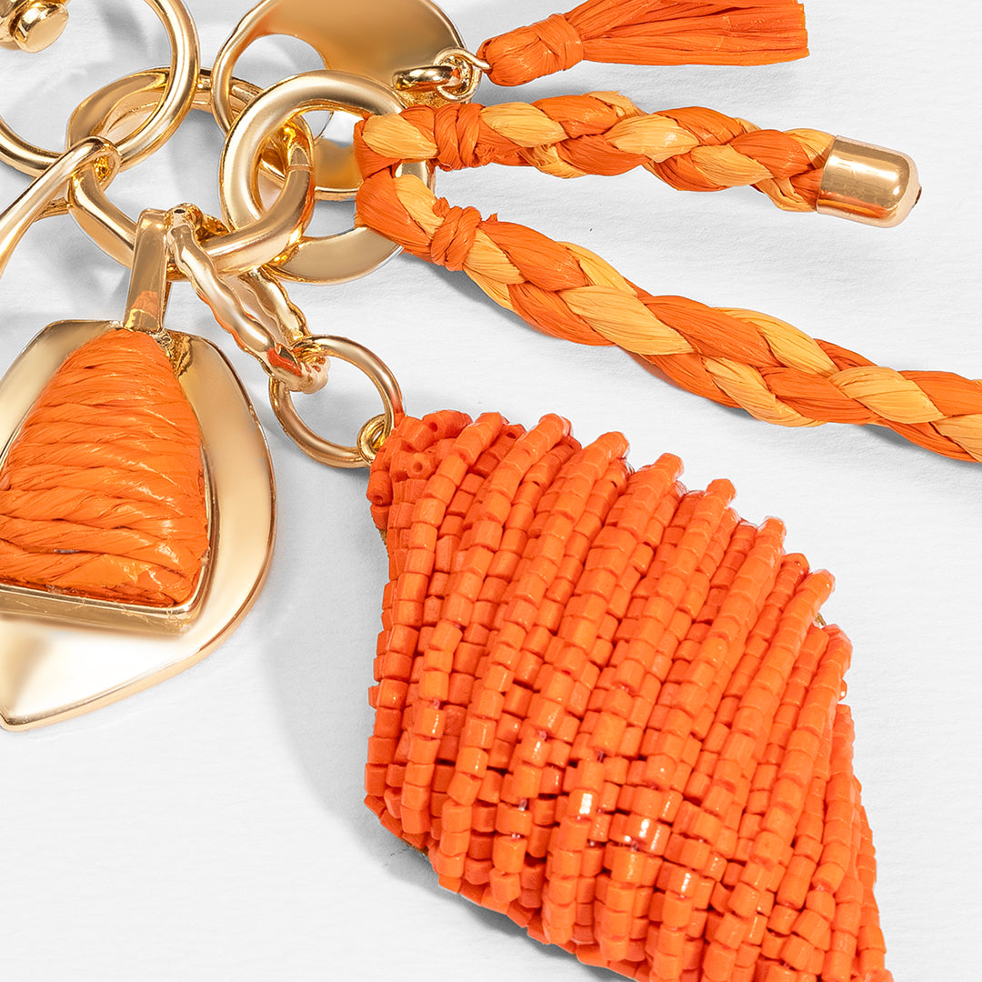 Embellished Heart Bag Charm - Orange