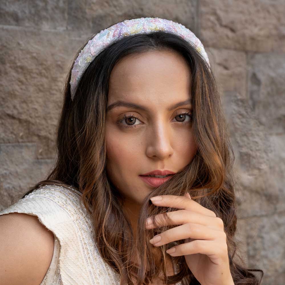 Floral Puff Hair Band - Pastel