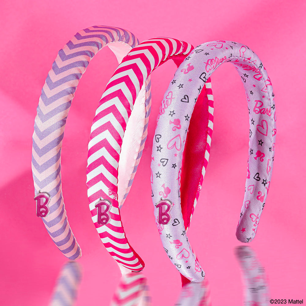 Barbie Satin Puff Hair Bands - Set of 3 - Pink & Lilac