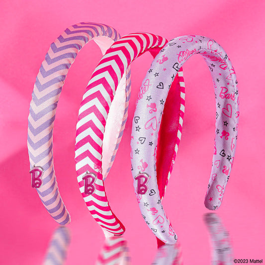Barbie Satin Puff Hair Bands - Set of 3 - Pink & Lilac