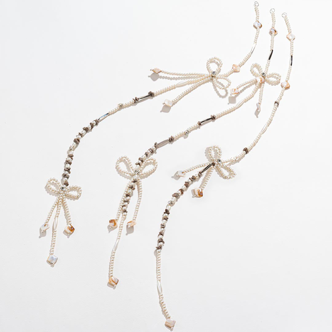 Diva Drapes Crystal & Pearl Tassels - Parandi - White