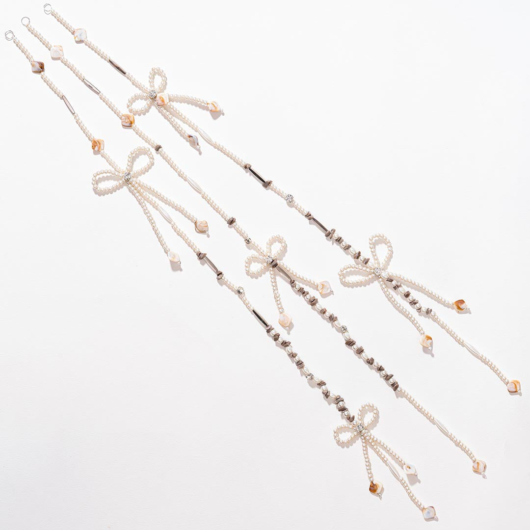 Diva Drapes Crystal & Pearl Tassels - Parandi - White