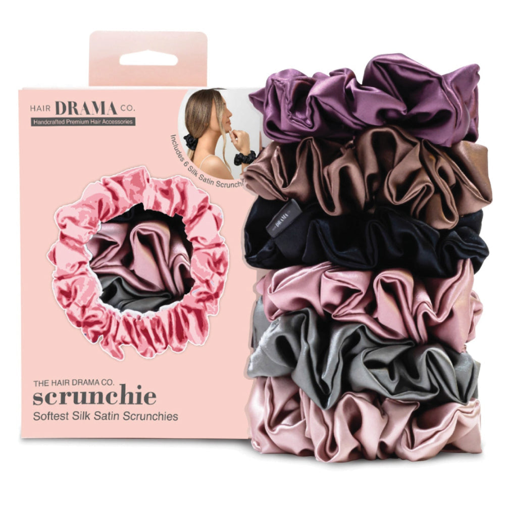 Pastel Silk Satin Scrunchies  - Set of 6