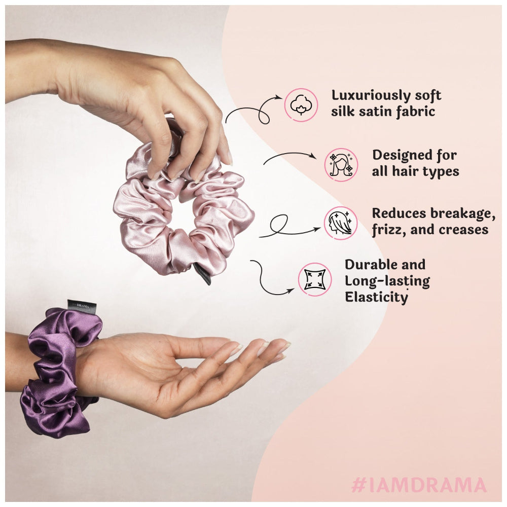 Pastel Silk Satin Scrunchies  - Set of 6