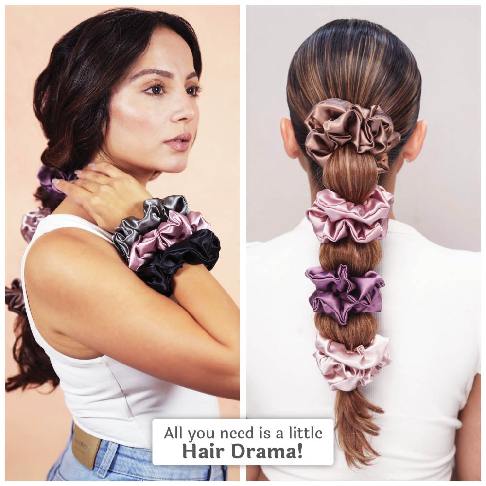 Pastel Silk Satin Scrunchies  - Set of 6