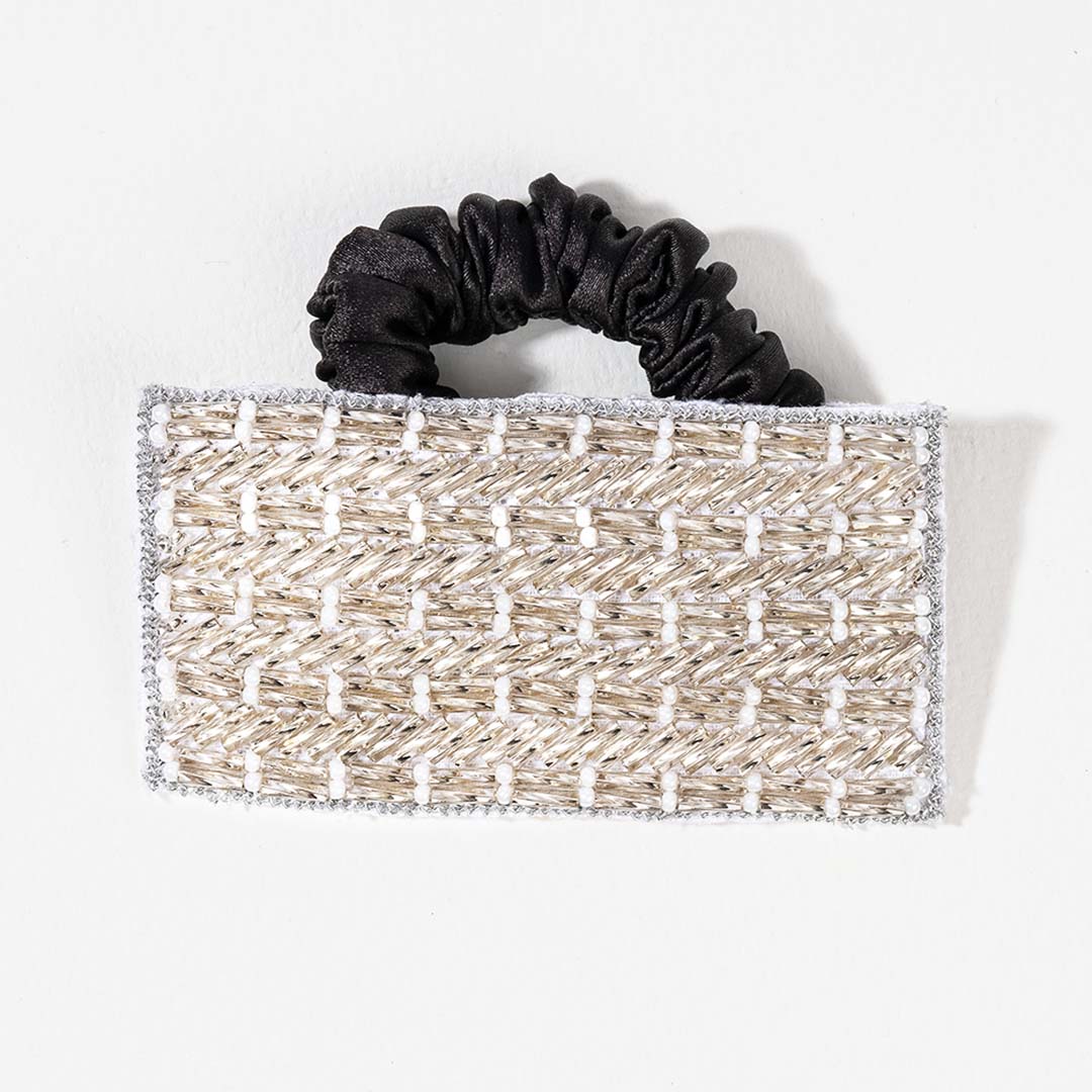Embellished Ponytail Holder - Silver