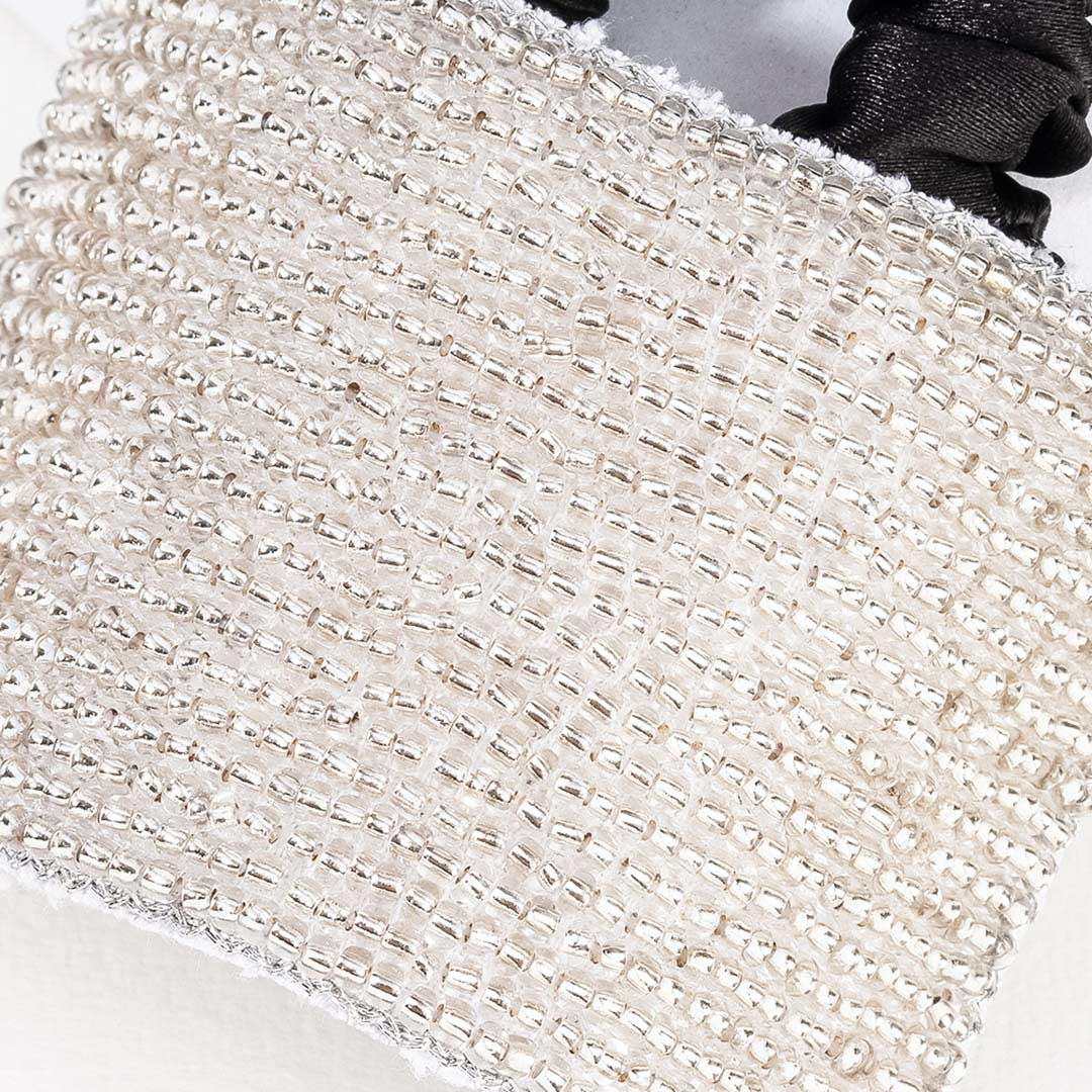 Embellished Beads Ponytail Holder - Silver