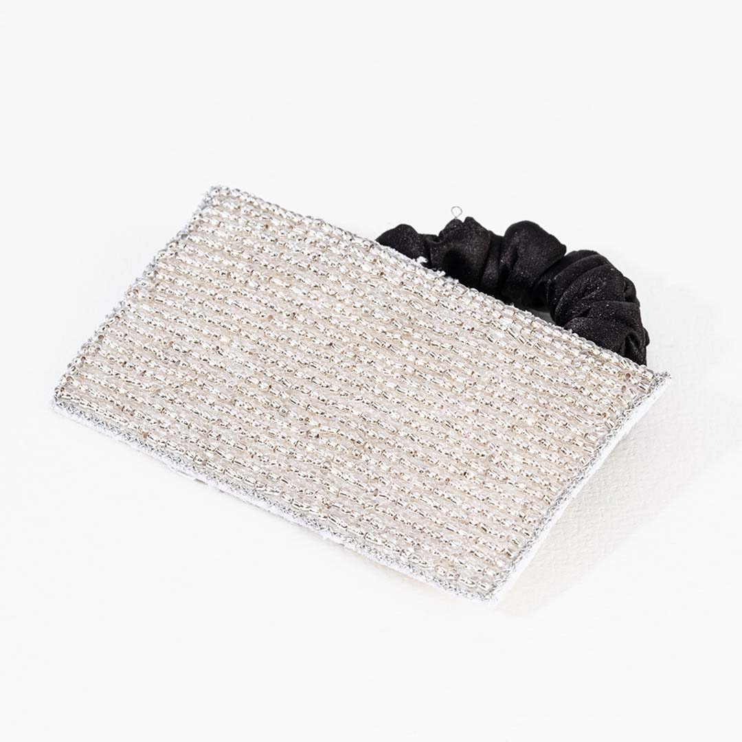 Embellished Beads Ponytail Holder - Silver