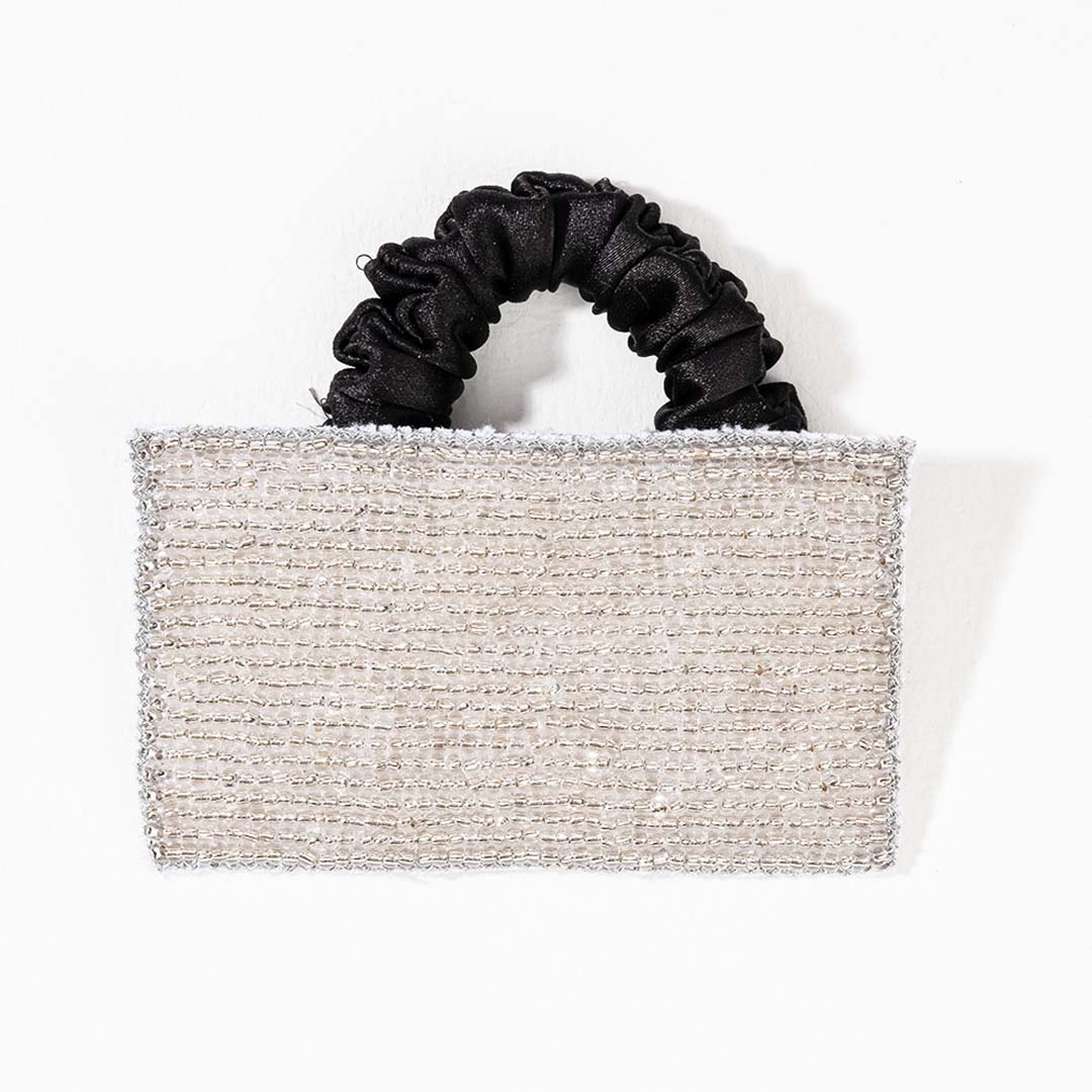 Embellished Beads Ponytail Holder - Silver