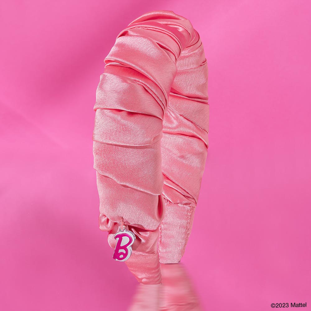 Barbie Satin Ruffle Hair Band with Barbie Charm - Pink